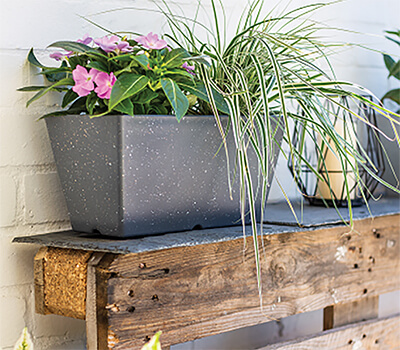 Image of Kelkay Plant Avenue Stone Collection Terrazzo Trough in Charcoal