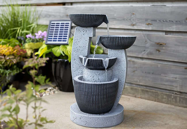 Image of Easy Fountain Greek Columns Night and Day Solar Water Feature