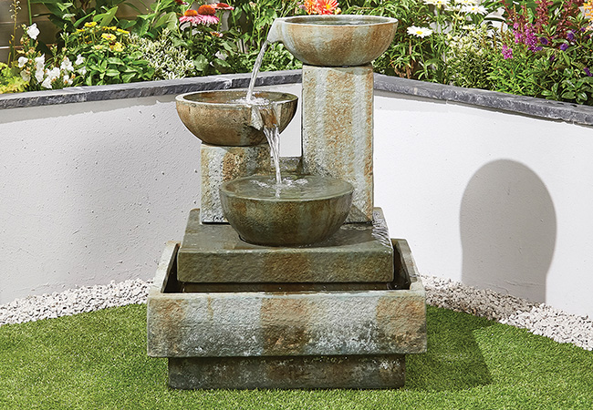 Image of Easy Fountain Patina Bowls Garden Water Feature