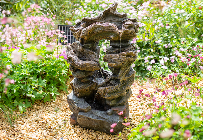 Image of Easy Fountain Sherwood Falls Night and Day Solar Water Feature