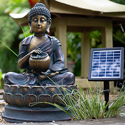 Small Image of Easy Fountain Sitting Buddha Solar Day and Night Water Feature