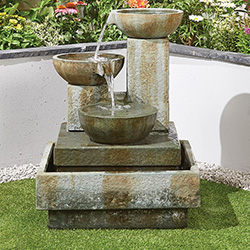 Small Image of Easy Fountain Patina Bowls Garden Water Feature