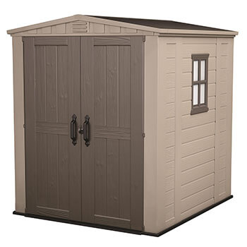 Image of Keter Factor Outdoor Apex Garden Storage Shed, 6 x 6 feet - Beige