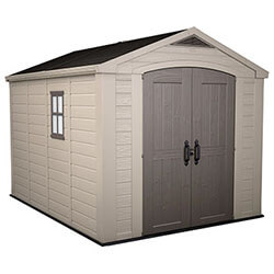 Image of Keter Factor Outdoor Apex Garden Storage Shed 8 x 11 feet - Beige