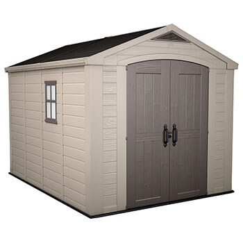 Image of Keter Factor Outdoor Apex Garden Storage Shed 8 x 11 feet - Beige