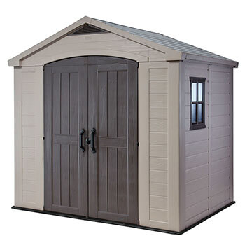 Image of Keter Factor Outdoor Apex Garden Storage Shed 8 x 6 feet - Beige