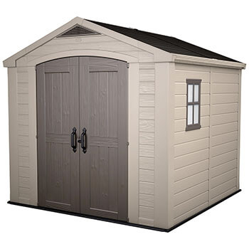 Image of Keter Factor Outdoor Apex Garden Storage Shed 8 x 8 feet - Beige