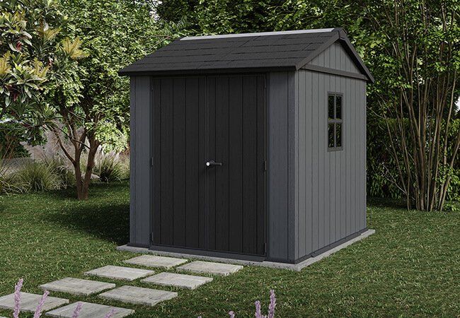 Image of Keter Newton Plus 7.5 x 7ft Outdoor Garden Storage Shed - Grey