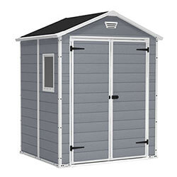 Image of Keter Manor Outdoor Apex Garden Storage Shed, 6 x 5 feet - Grey