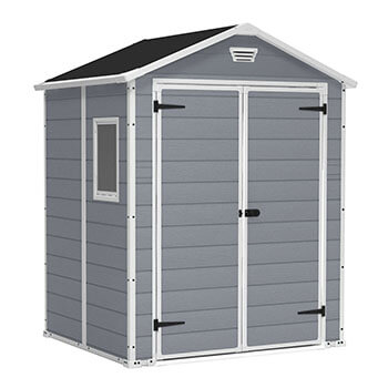 Image of Keter Manor Outdoor Apex Garden Storage Shed, 6 x 5 feet - Grey
