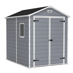 Image of Keter Manor Outdoor Apex Garden Storage Shed, 6 x 8 feet - Grey