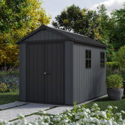 Image of Keter Newton Plus 9 x 7.5ft Outdoor Garden Storage Shed - Grey