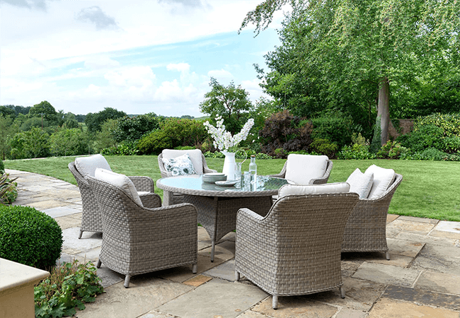 Image of Kettler Charlbury Signature  6 Seat Round Casual Dining Set with Lounge Chairs