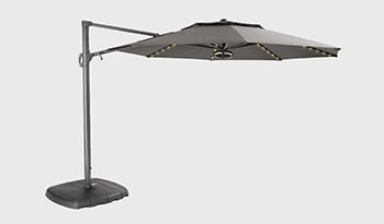 Image of Kettler 3.3m LED Free Arm Parasol with Bluetooth Speaker in Taupe