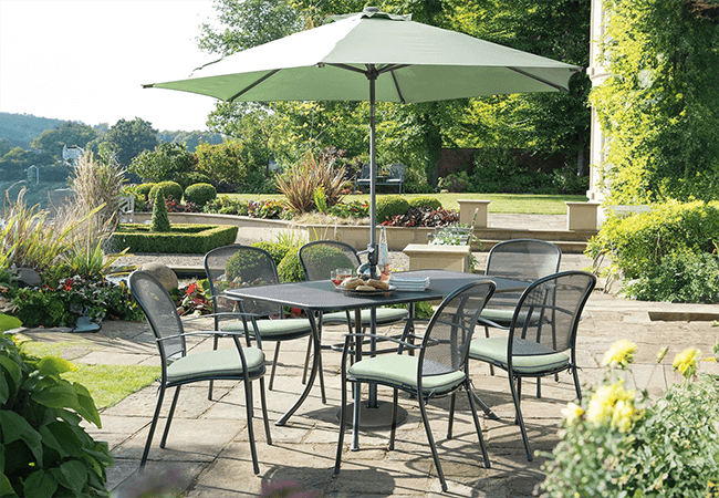 Image of Kettler Caredo 6 Seater Rectangular Dining Set in Sage