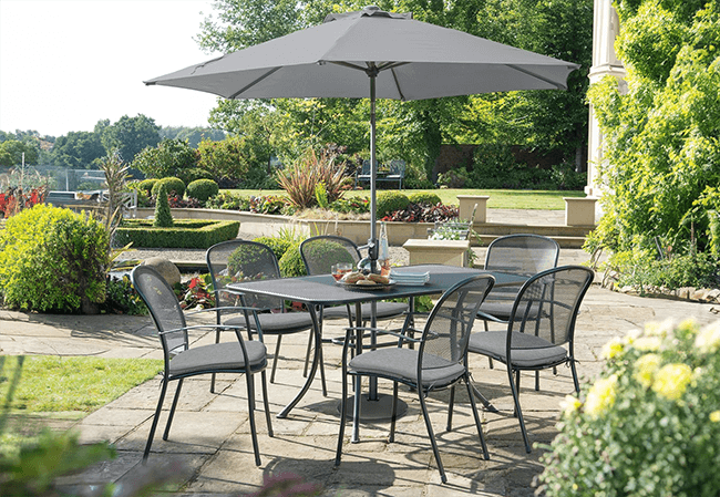 Image of Kettler Caredo 6 Seater Rectangular Dining Set in Slate