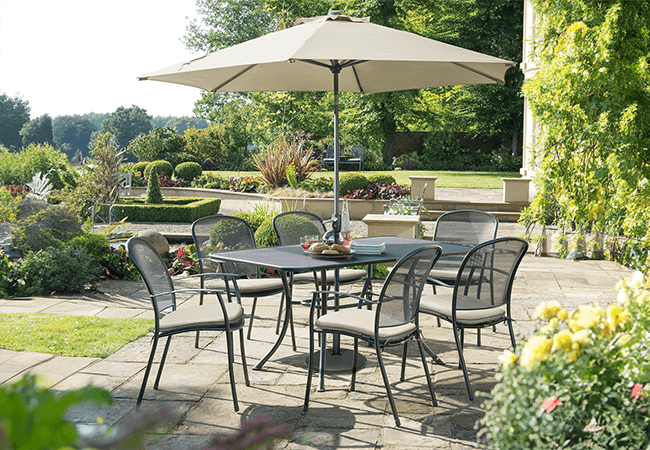 Image of Kettler Caredo 6 Seater Rectangular Dining Set in Stone