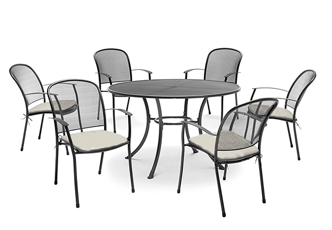 Image of Kettler Caredo 6 Seater Round Dining Set in Stone - NO PARASOL