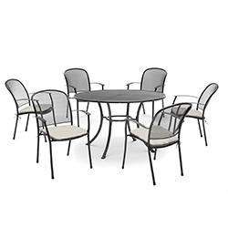 Image of Kettler Caredo 6 Seater Round Dining Set in Stone - NO PARASOL