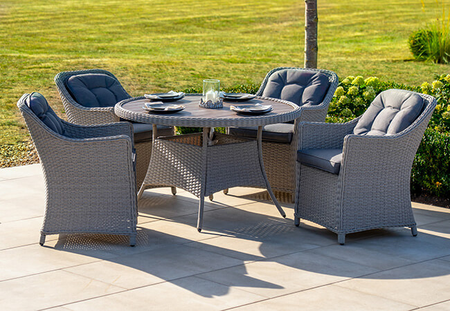 Image of Kettler Foxley 4 Seat Dining Set with 120cm Table - NO PARASOL