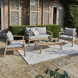 Small Image of Kettler Freeport 4 Seat Wooden Lounge Set with Coffee Table