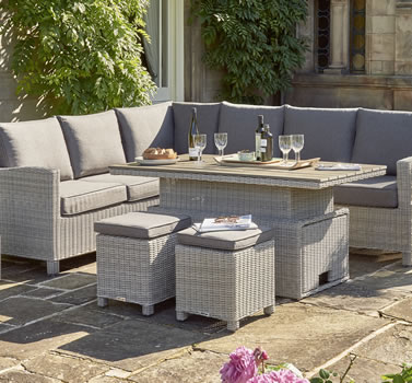 Image of EX DISPLAY / COLLECTION ONLY - Kettler Palma Right Hand Corner Sofa Set with S-Q Table in White Wash
