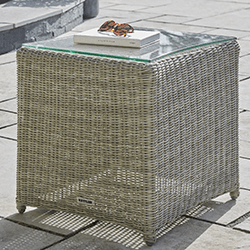 Image of Kettler Palma Glass Top Side Table 45 x 45cm - White Wash
