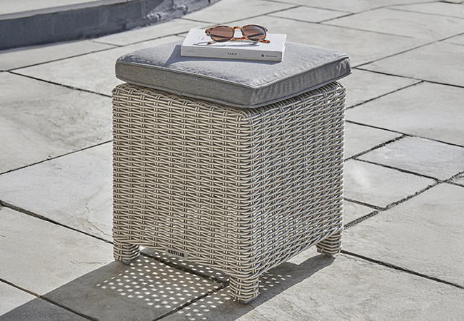 Image of Kettler Palma Stool with Signature Cushions in White Wash