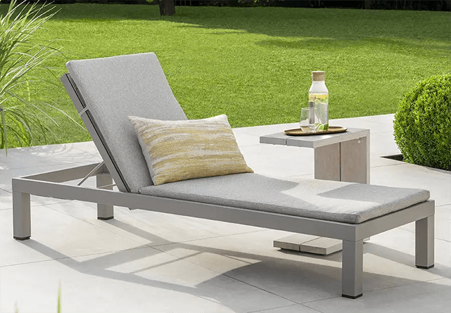 Image of Kettler Sunlounger with Side Table Set in Pebble