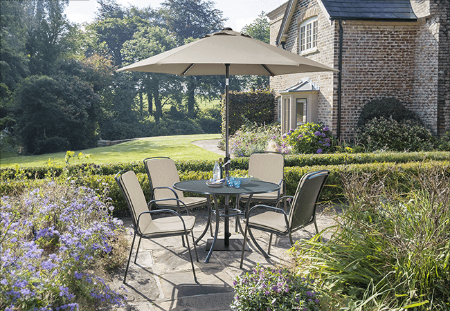 Image of Kettler Savita 4 Seat Round Dining Set - Stone