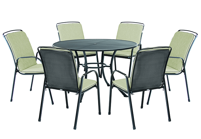 Image of Kettler Savita 6 Seat Round Dining Set with Parasol - Sage
