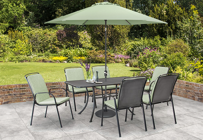 Image of Kettler Savita 6 Seat Rectangular Dining Set - Sage