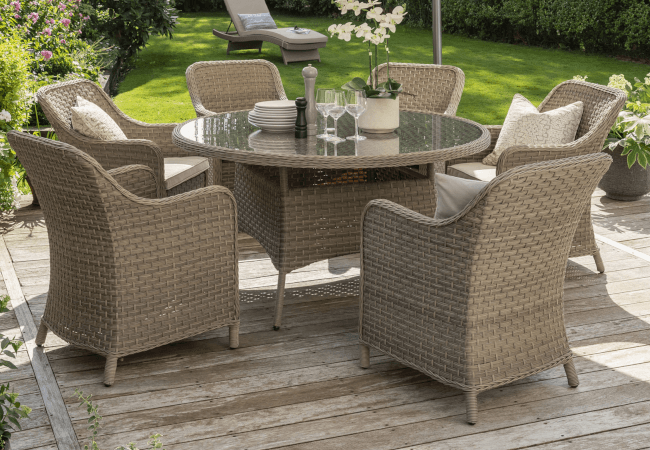 Image of Kettler Charlbury 6 Seat Dining Set with Signature Cushions