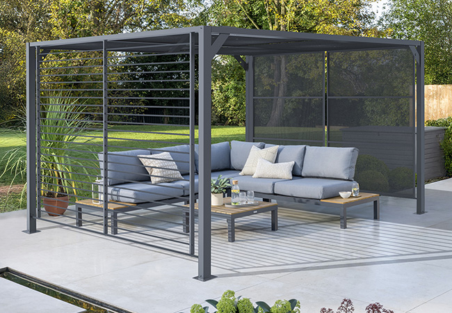 Image of Kettler Deluxe 3 x 3.5m Aluminium Panalsol with LED Solar Lights