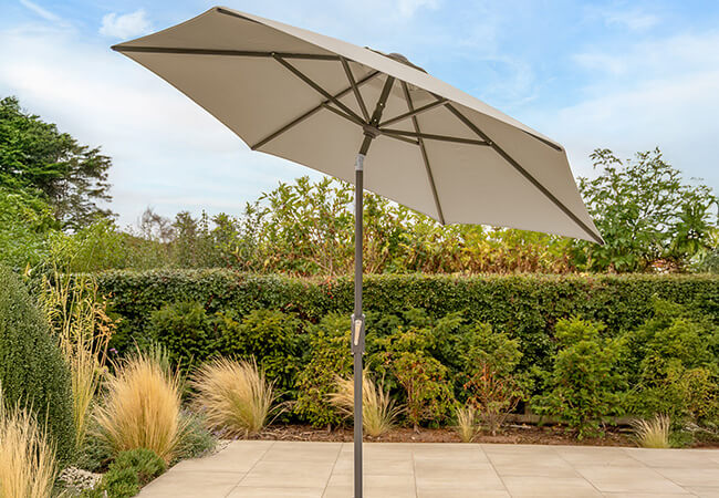 Image of Kettler 2.5m Wind-Up with Auto Tilt & Night Cover - Grey Frame / Stone Canopy
