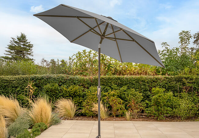 Image of Kettler 2.5m Wind-Up with Auto Tilt & Night Cover - Grey Frame / Slate Canopy