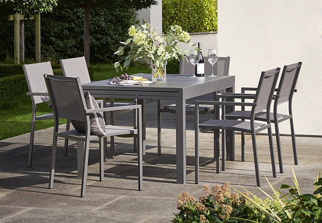 Image of Kettler Menos Sento 6 Seater Dining Set with 135/270cm Extendable Table