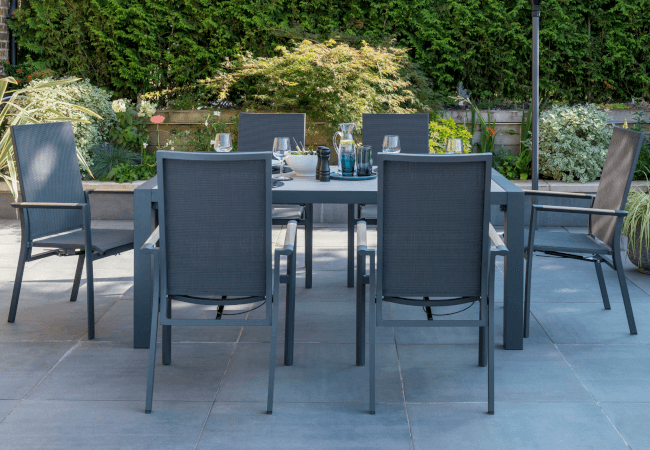 Image of Kettler Surf Active 6 Seater Rectangular Dining Set in Iron Grey