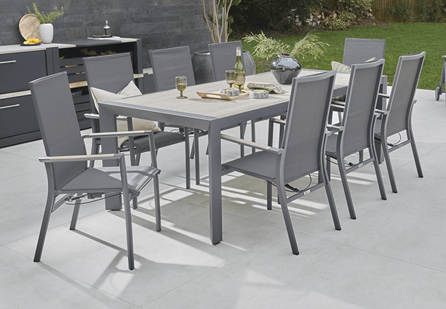 Image of Kettler Surf Active 8 Seater Rectangular Dining Set in Iron Grey