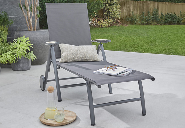 Image of Kettler Surf Active Folding Lounger in Iron Grey