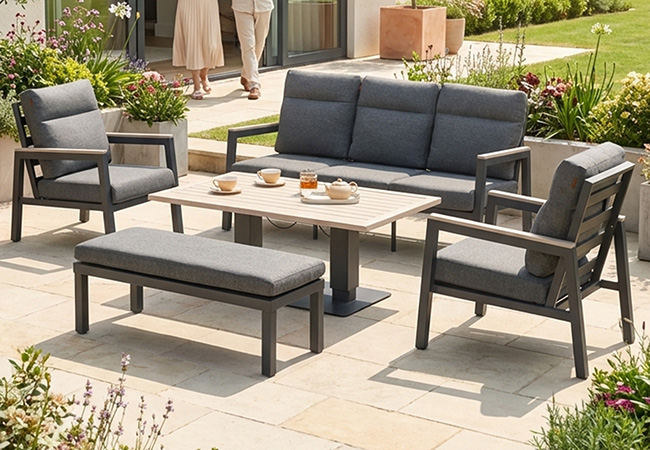 Image of Kettler Tudor Sofa Lounge Set with Reclining Armchairs and Bench