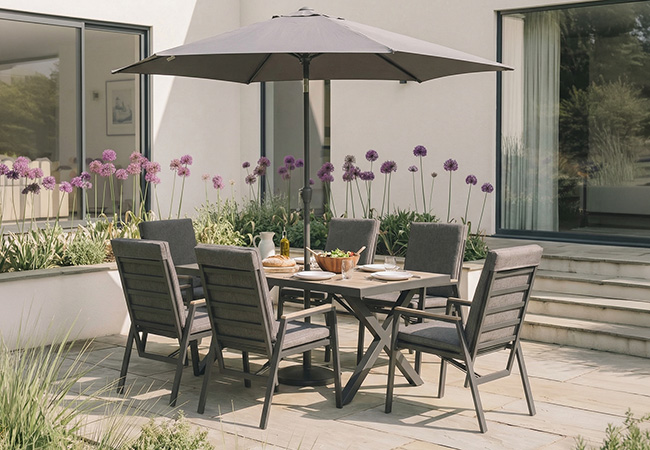 Image of Kettler Tudor 6 Seat Reclining Rectangular Dining Set