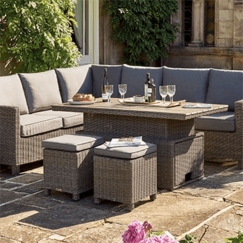 Image of EX DISPLAY / COLLECTION ONLY - Kettler Palma Right Hand Corner Sofa Set with S-Q Table in Rattan