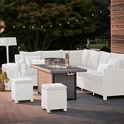 Image of Kettler Palma Fire Pit Table in White Wash