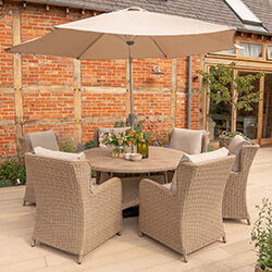 Small Image of Kettler Derwent 6 Seat Dining Set with Parasol