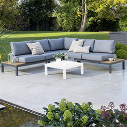 Small Image of Kettler Elba Low Corner Sofa with Signature Cushions in Anthracite / Teak - No Coffee Table