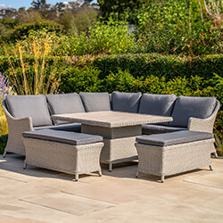 Image of Kettler Foxley Square Corner Set with High/Low Eco Wood Table and 2 Benches