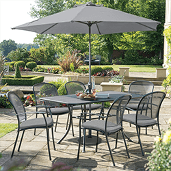 Small Image of Kettler Caredo 6 Seater Rectangular Dining Set in Slate