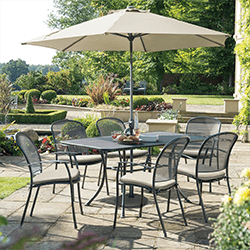 Small Image of Kettler Caredo 6 Seater Rectangular Dining Set in Stone