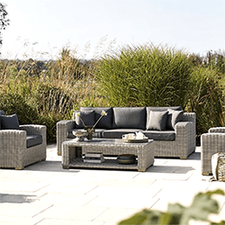 Small Image of Kettler Palma Luxe 3 Seat Sofa Set in White Wash